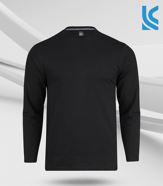 Black Color Cotton Basic Long Sleeve Men's S-Shirt