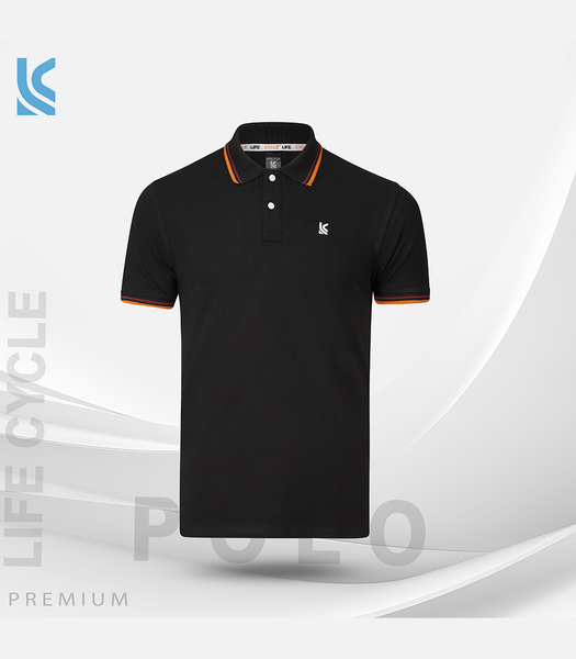 Black Color Cotton Short Sleeve Mens Polo Shirt