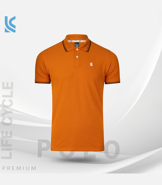 Dark Golden Color Cotton Short Sleeve Mens Polo Shirt