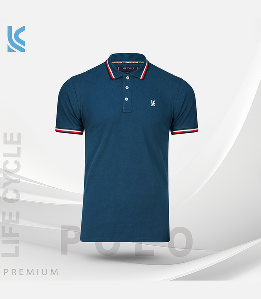 Light Blue Color Cotton Short Sleeve Mens Polo Shirt