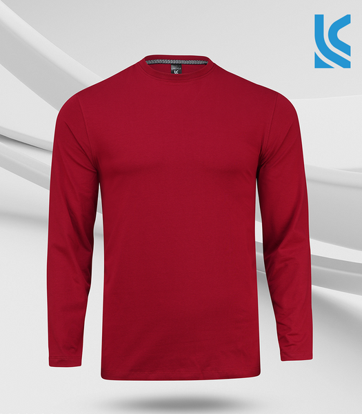 Marron Color Cotton Basic Long Sleeve Men's S-Shirt