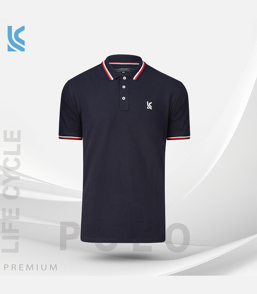 Navy Blue Color Cotton Short Sleeve Mens Polo Shirt